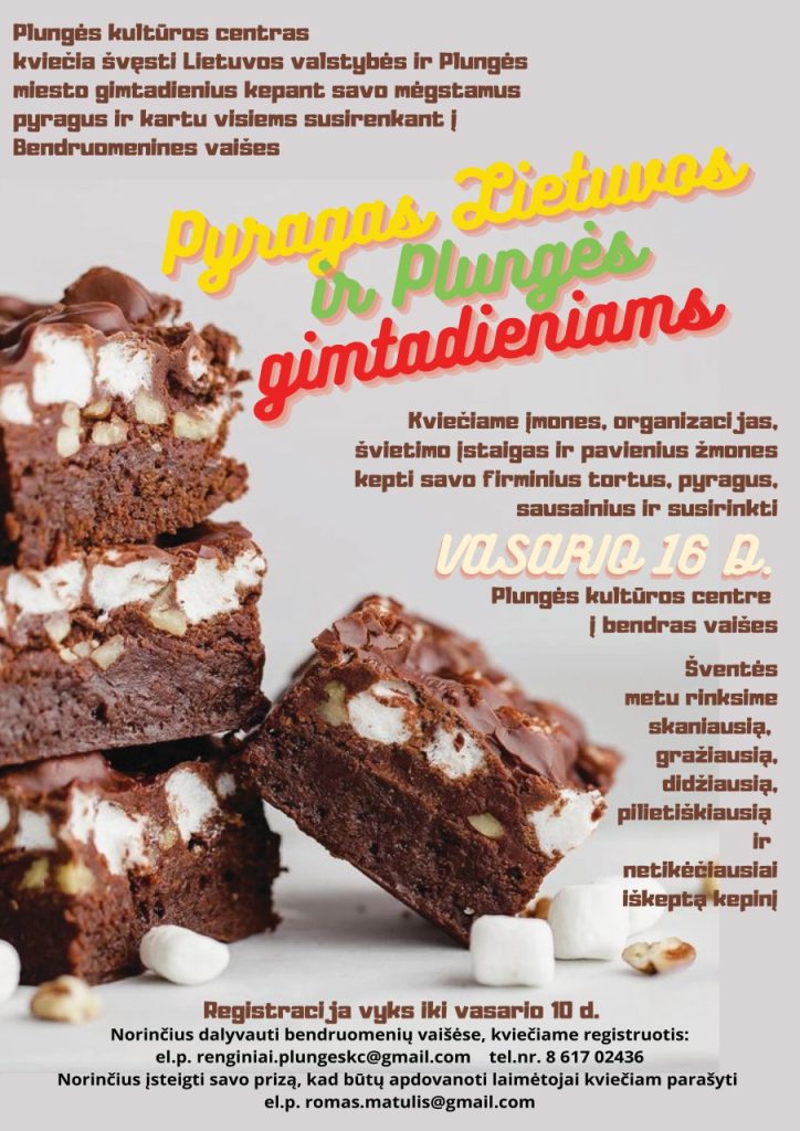 Bendruomeninės vaišės ,,Pyragas Plungės ir Lietuvos gimtadieniui"