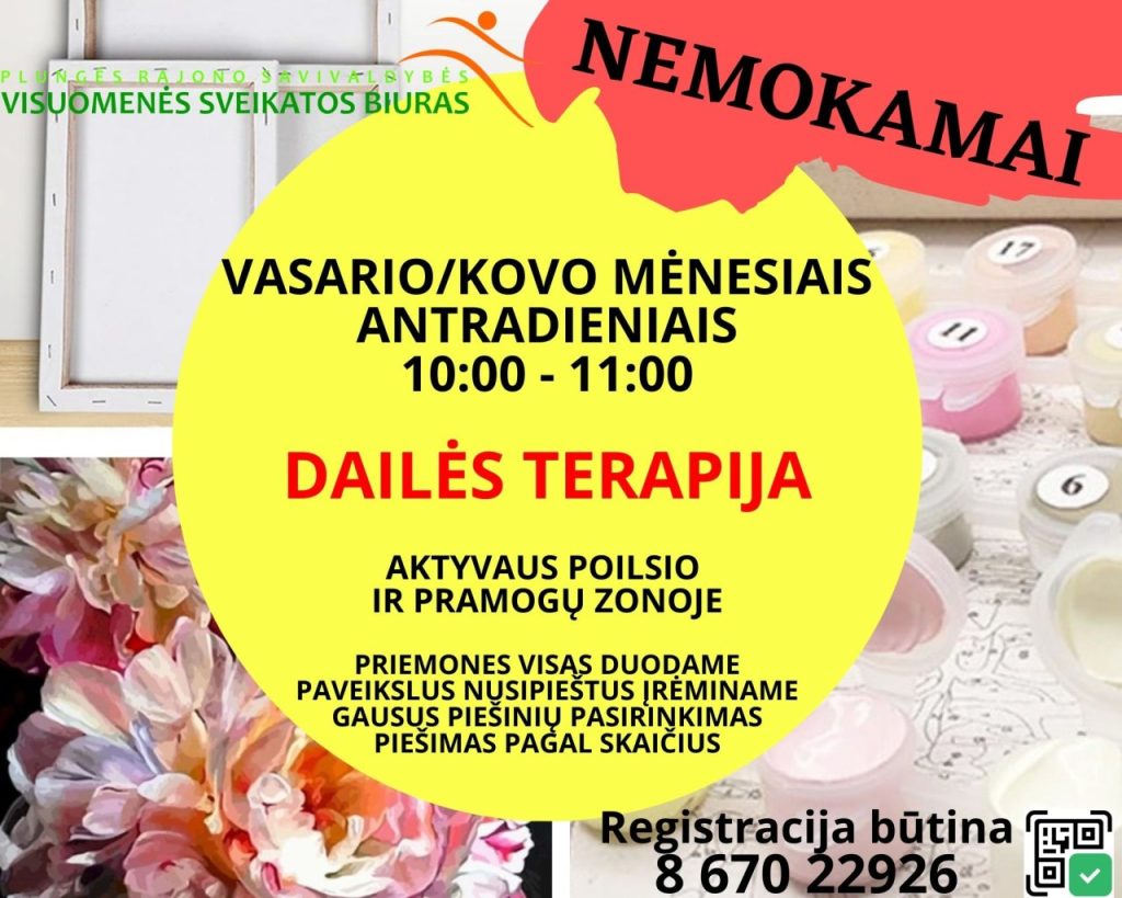 dailės terapijos užsiėmimai