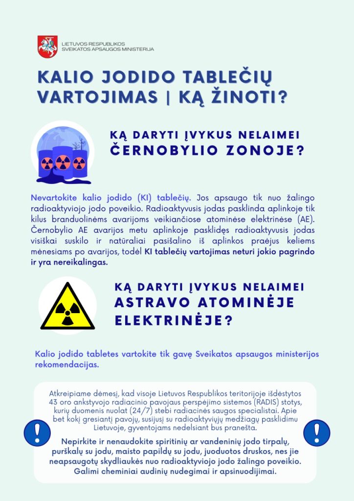 Kalio jodidas Radioaktyvusis jodas Radiacija Kalio jodido tablečių vartojimas