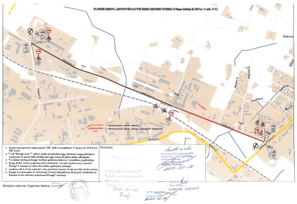 2022-03 Lentpjūvės g. eismo schema. Lentpjūvės gatvės rekonstravimo darbai