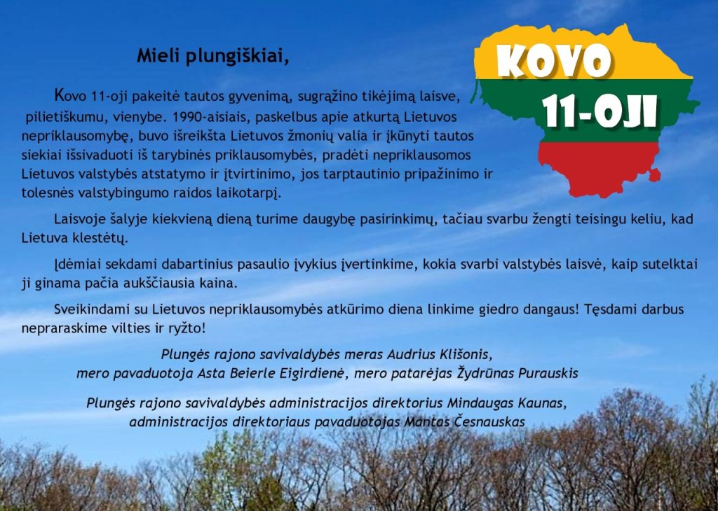 sveikinimas kovo 11, 2022-03-11