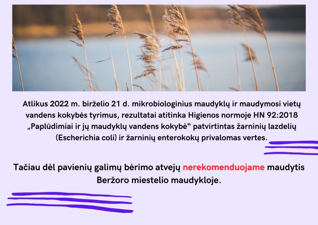 Maudyklų vandens tyrimų duomenys 2022-06-21