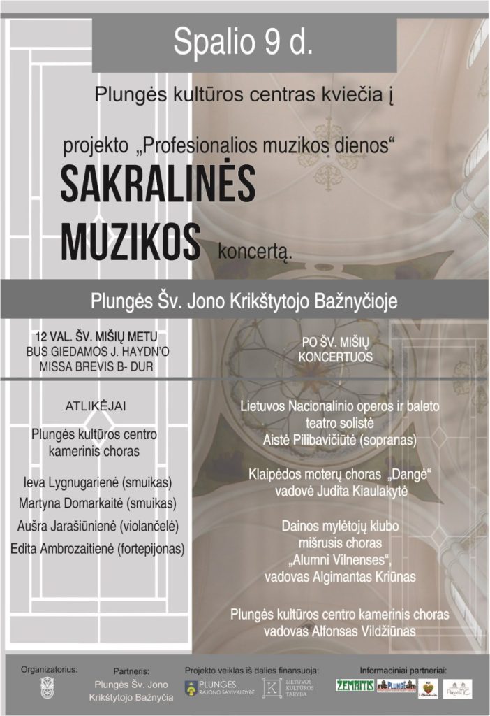 2022-10-09 Projekto ,,Profesionalios muzikos dienos" sakralinės muzikos koncertas Plungės Šv. Jono Krikštytojo bažnyčioje