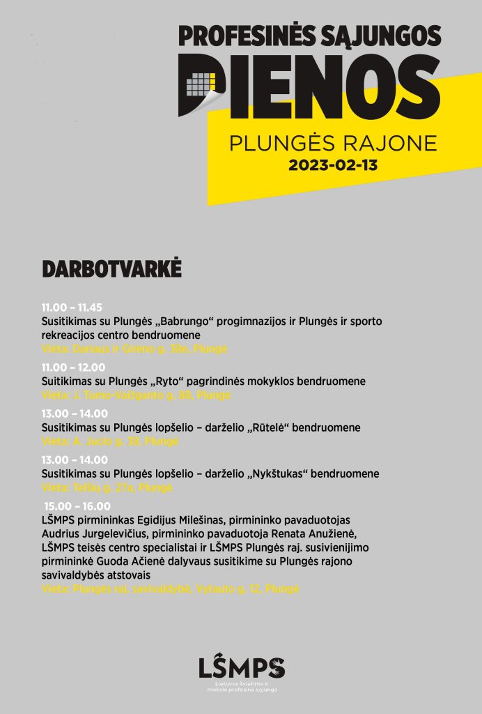 Lietuvos švietimo ir mokslo profesinės sąjunga. 2023-02-13