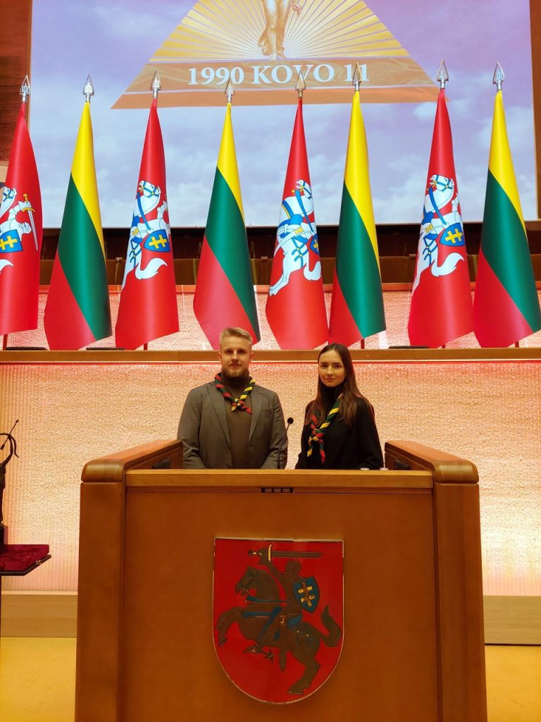 Plungės jaunimo atstovai Monika Arlauskaitė ir Andrius-Sigitas Stančikas LR Seime, 2023-03-11
