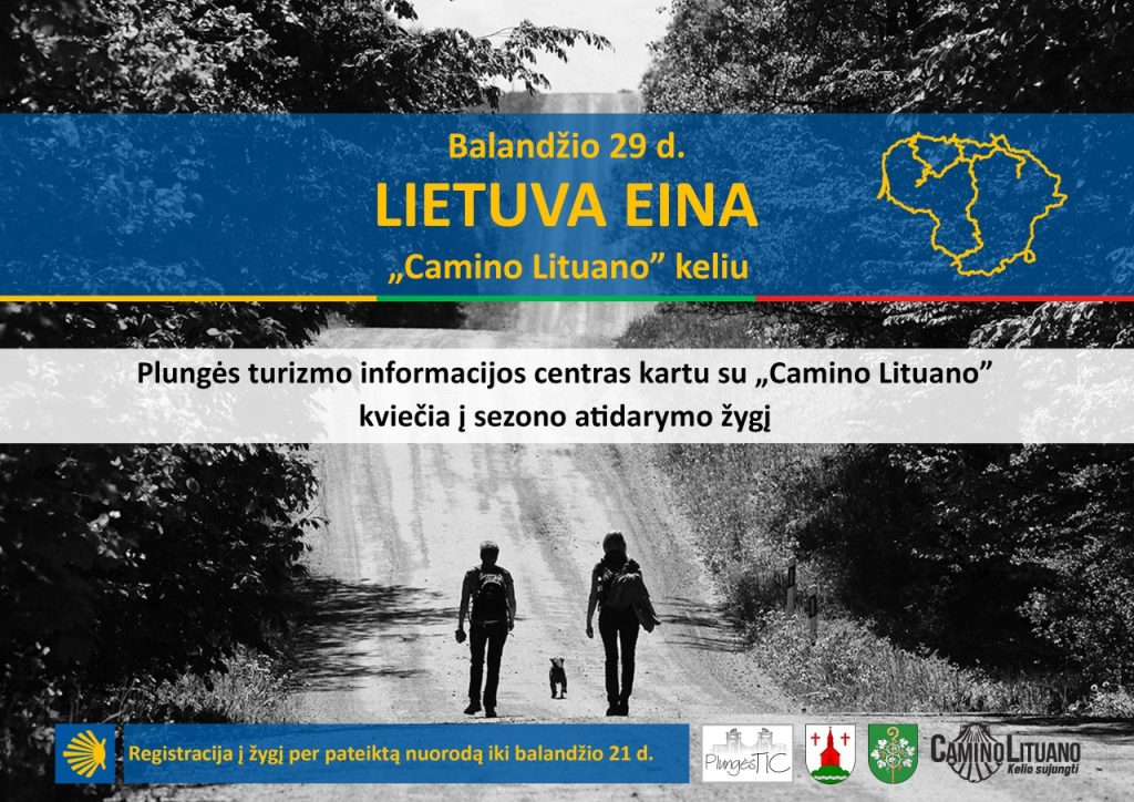Balandžio 29 d. Plungės turizmo informacijos centras ir „Camino Lituano“ kviečia į sezono atidarymo ŽYGĮ! Žygio maršrutas - SEDA - ŽEMAIČIŲ KALVARIJA - ALSĖDŽIAI. CAMINO LITUANO kelias