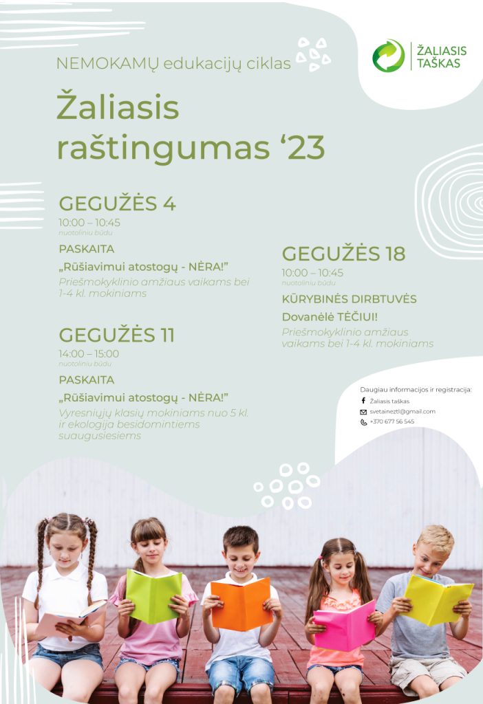 2023-05 NEMOKAMŲ nuotolinių edukacijų ciklas „Žaliasis raštingumas“