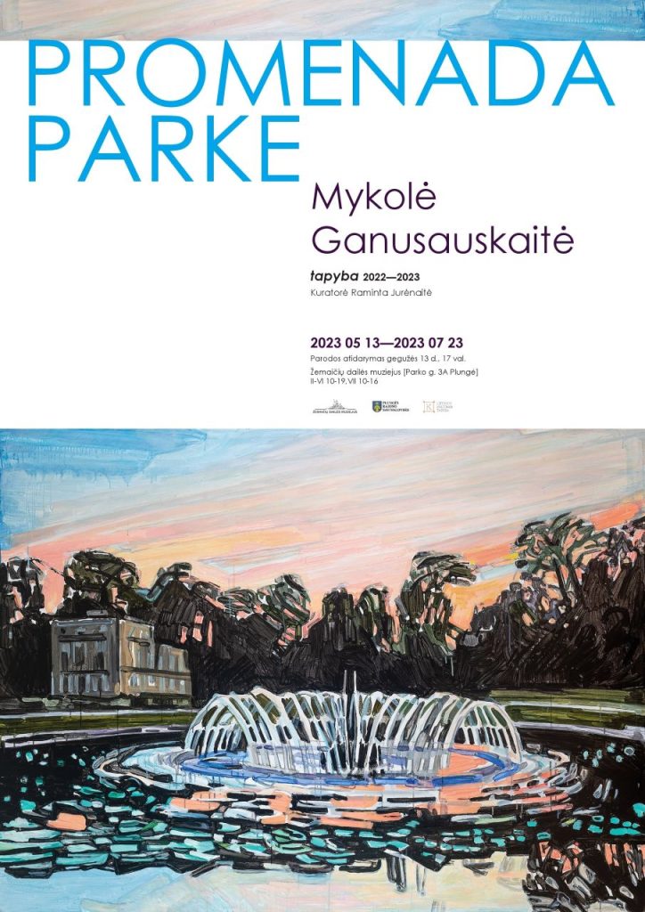 Kunigaikščio M. Oginskio rūmuose per Europos muziejų naktį (05-13), 17.00 atidaryta Mykolės Ganusauskaitės tapybos darbų paroda „Promenada parke“.