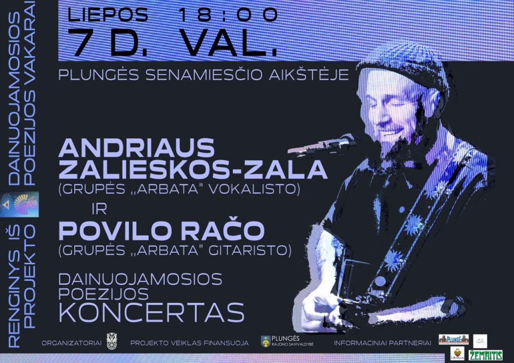 Dainuojamosios poezijos vakaras ,,Prie fontano“ su grupės ,,Arbata“ vokalistu Andriumi Zalieska-Zala ir gitaristu Povilu Raču 2023-07-07