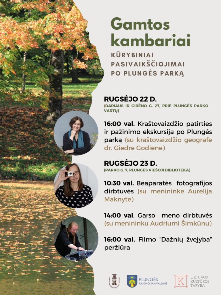 Gamtos kambariai. Kūrybiniai pasivaikščiojimai po Plungės parką 2023-09-22/23