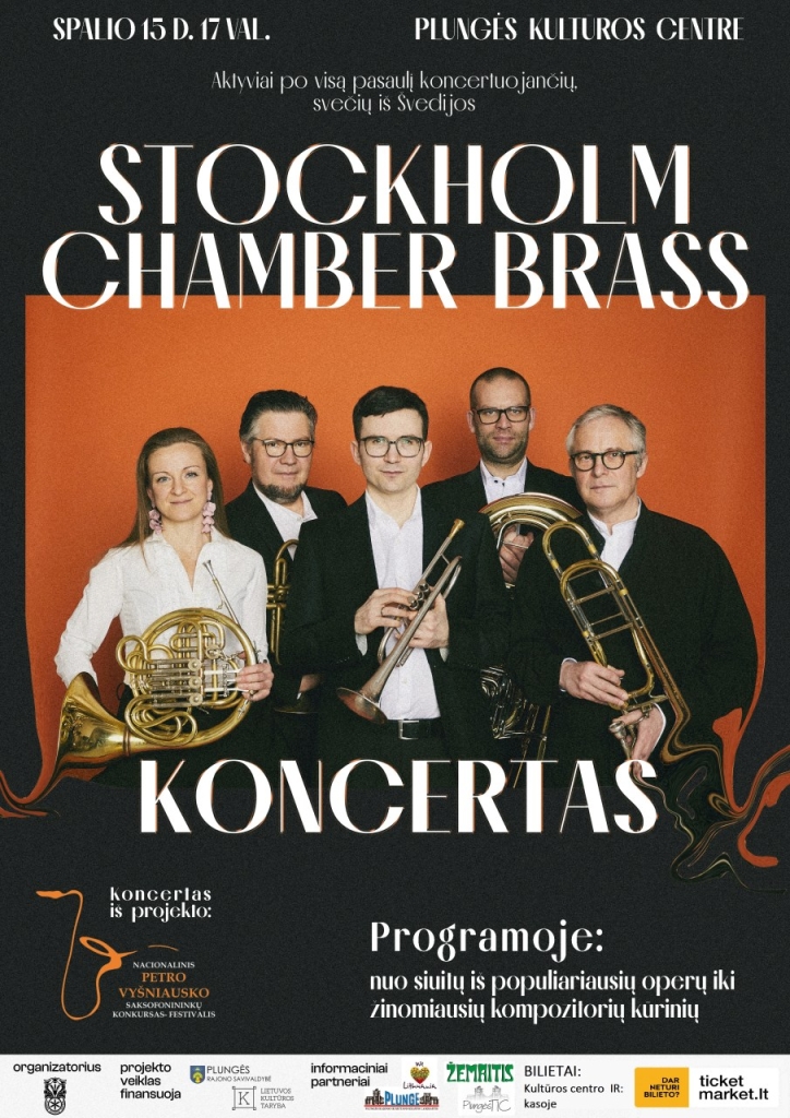 2023-10-15 Varinių pučiamųjų instrumentų ansamblio STOCKHOLM CHAMBER BRASS koncertas