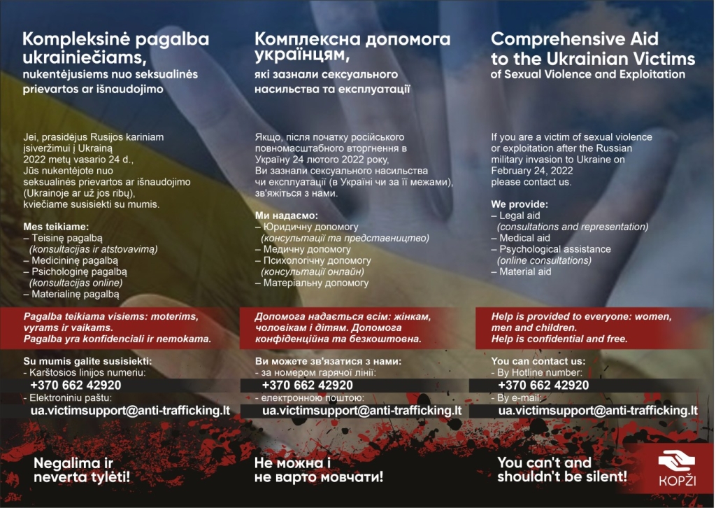 Kompleksinė pagalba ukrainiečiams, nukentėjusiems nuo seksualinės prievartos. Kontaktiniai duomenys