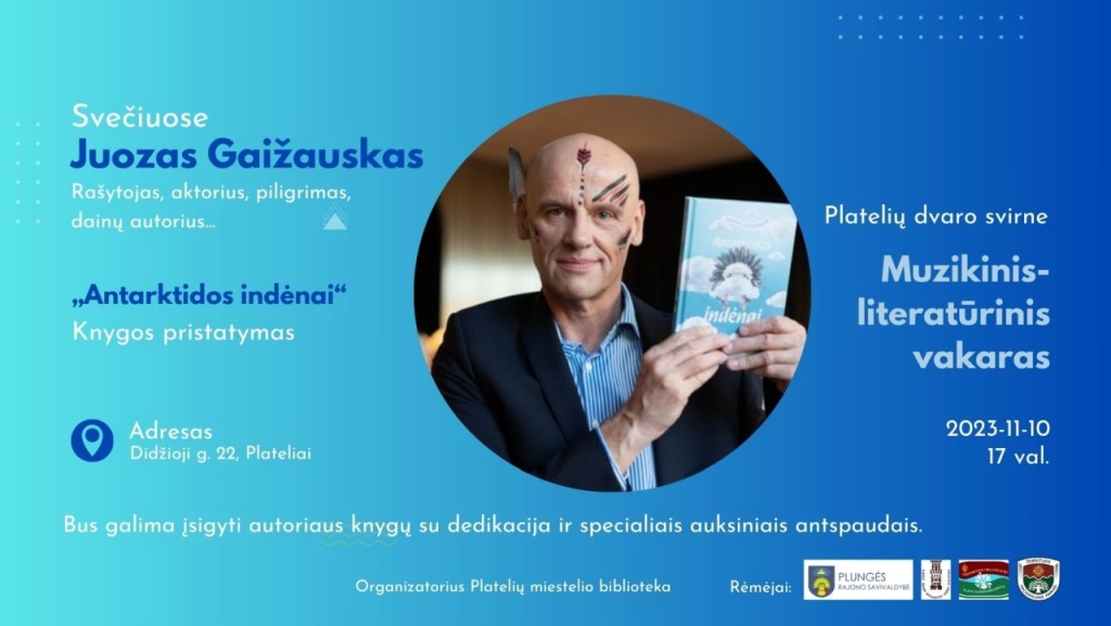 2023-11-10 Juozas Gaižauskas, naujausios knygos ,,Antarktidos indėnai” pristatymas