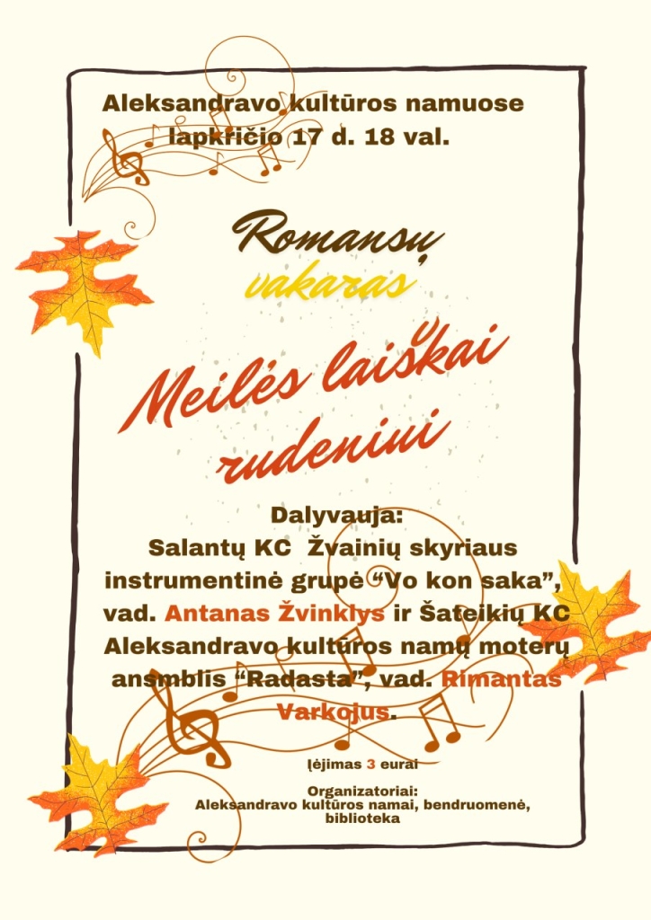 2023-11-17 Romansų vakaras "Meilės laiškai rudeniui"