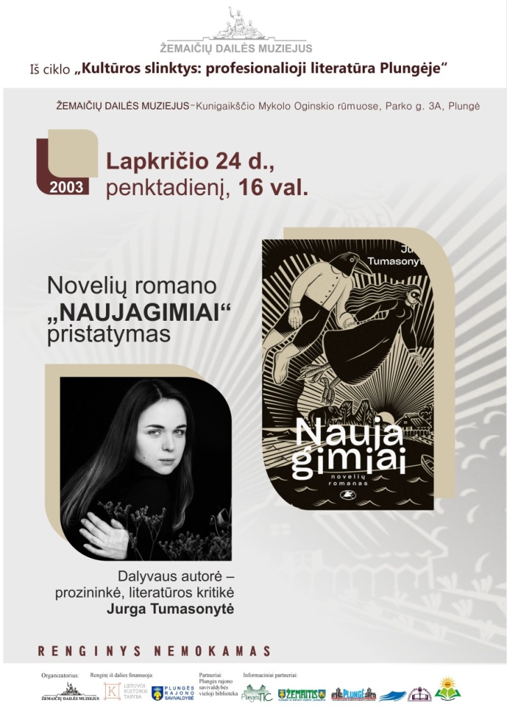2023-11-24 susitikimas su prozininke, literatūros kritike Jurga Tumasonyte, novelių romano „Naujagimiai“ pristatymas