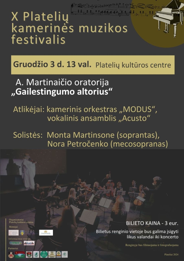 2023-12-03 X Platelių kamerinės muzikos festivalis. A.Martinaičio oratorija „Gailestingumo altorius"