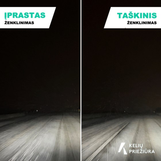 Palyginimas įprastos ir taškiniu ženklinimu suformuotos juostos