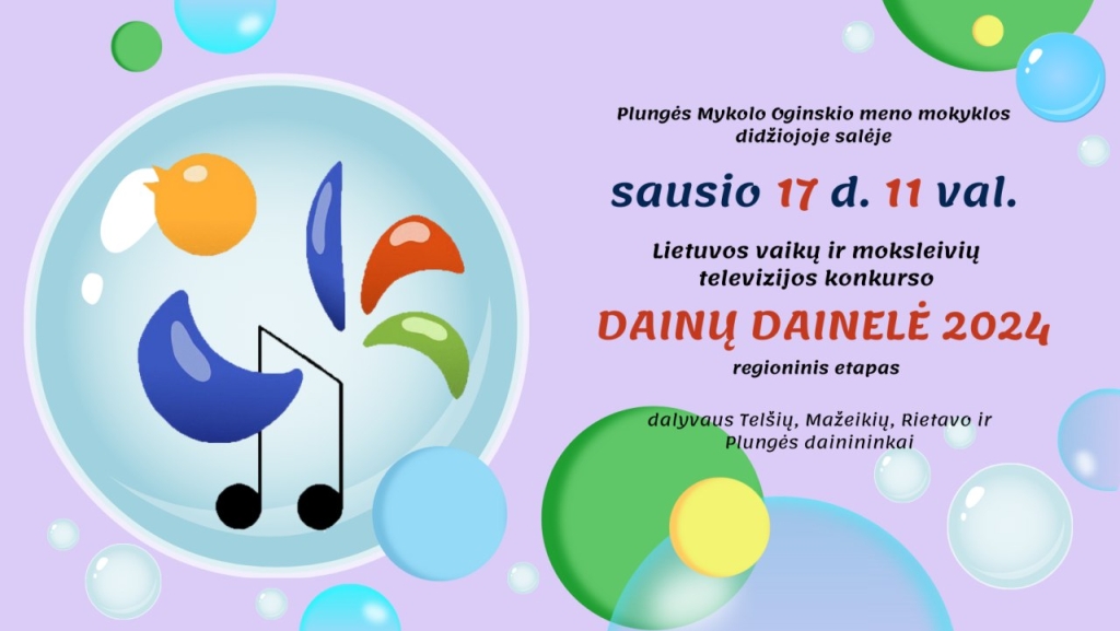 2024-01-17 11 val. Lietuvos vaikų ir moksleivių dainų konkurso „Dainų dainelė” regioninis etapas Plungės Mykolo Oginskio meno mokykloje