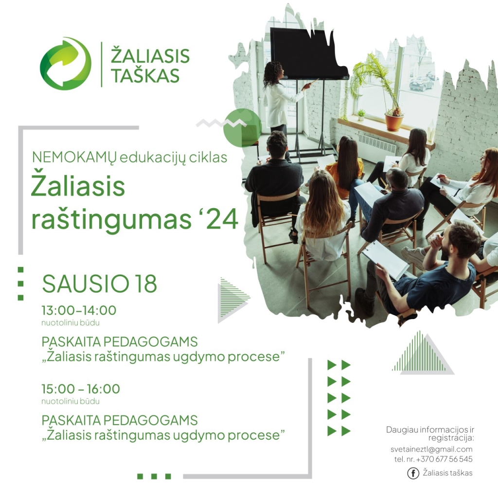 NEMOKAMŲ nuotolinių edukacijų ciklo „Žaliasis raštingumas“