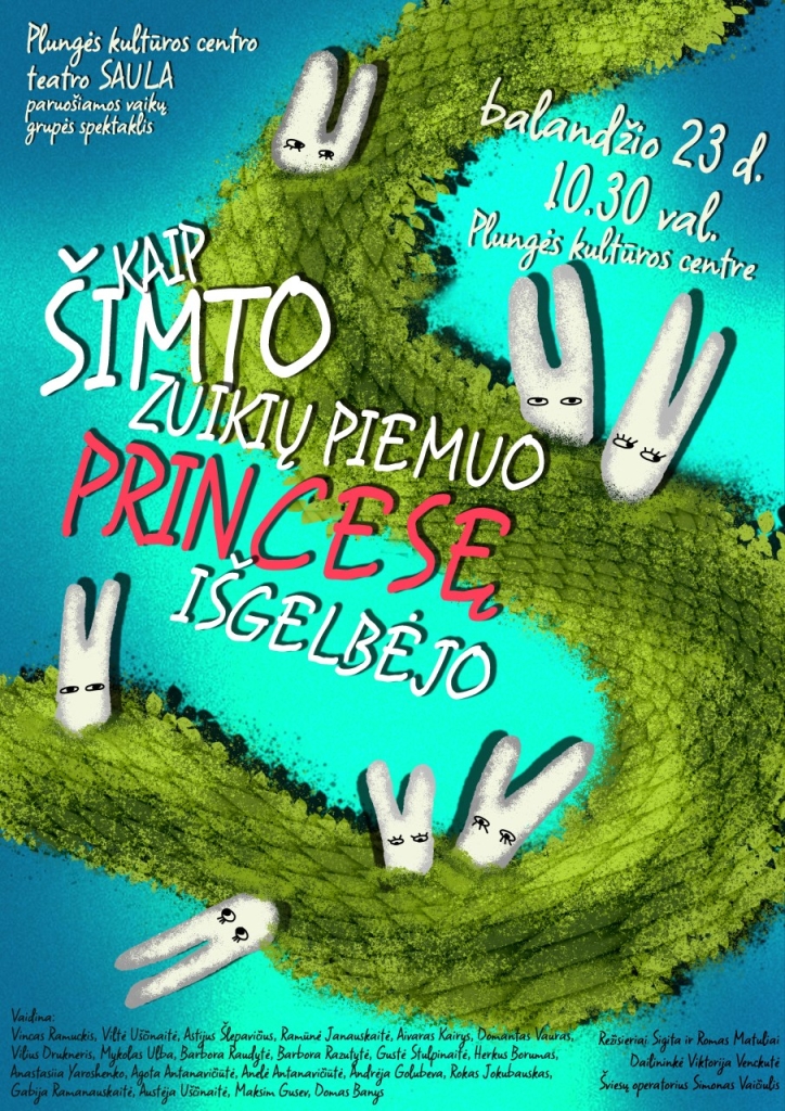 2024-04-23 Teatro ,,Saula" paruošiamosios vaikų grupės spektaklis ,,Kaip 100 zuikių piemuo princesę išgelbėjo"