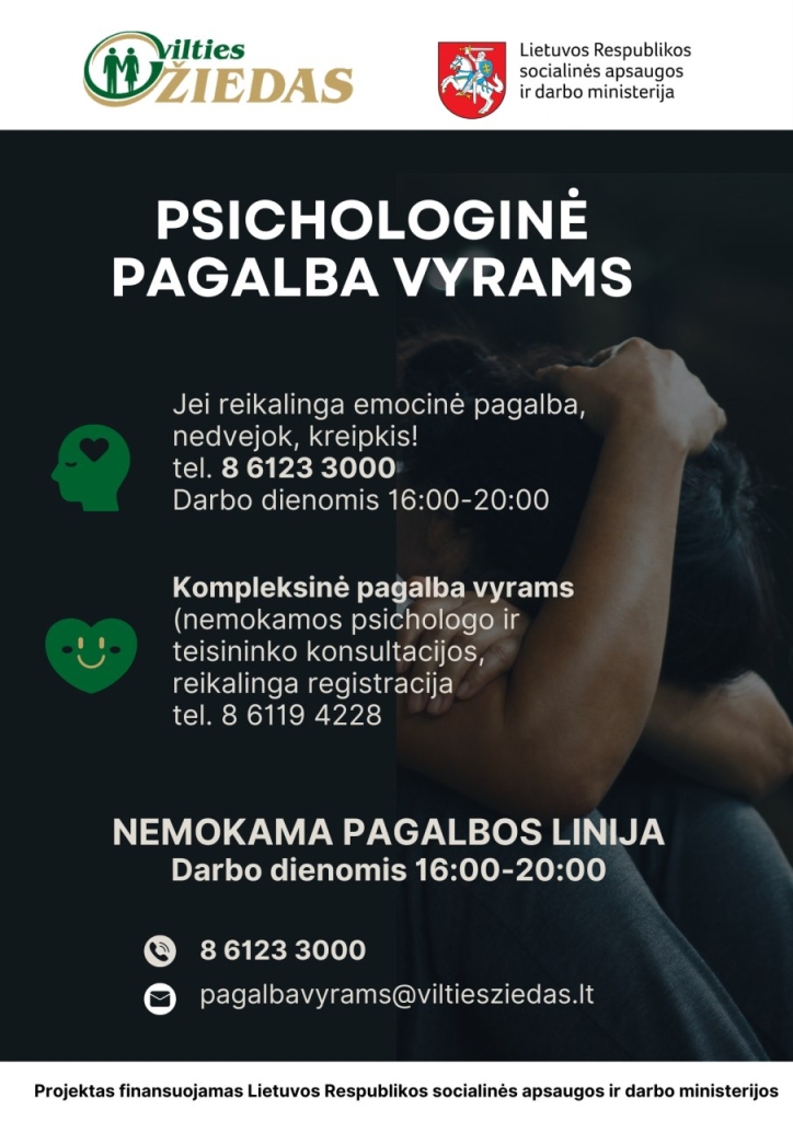 Pagalbos vyrams linija - tel. +370 6123 3000