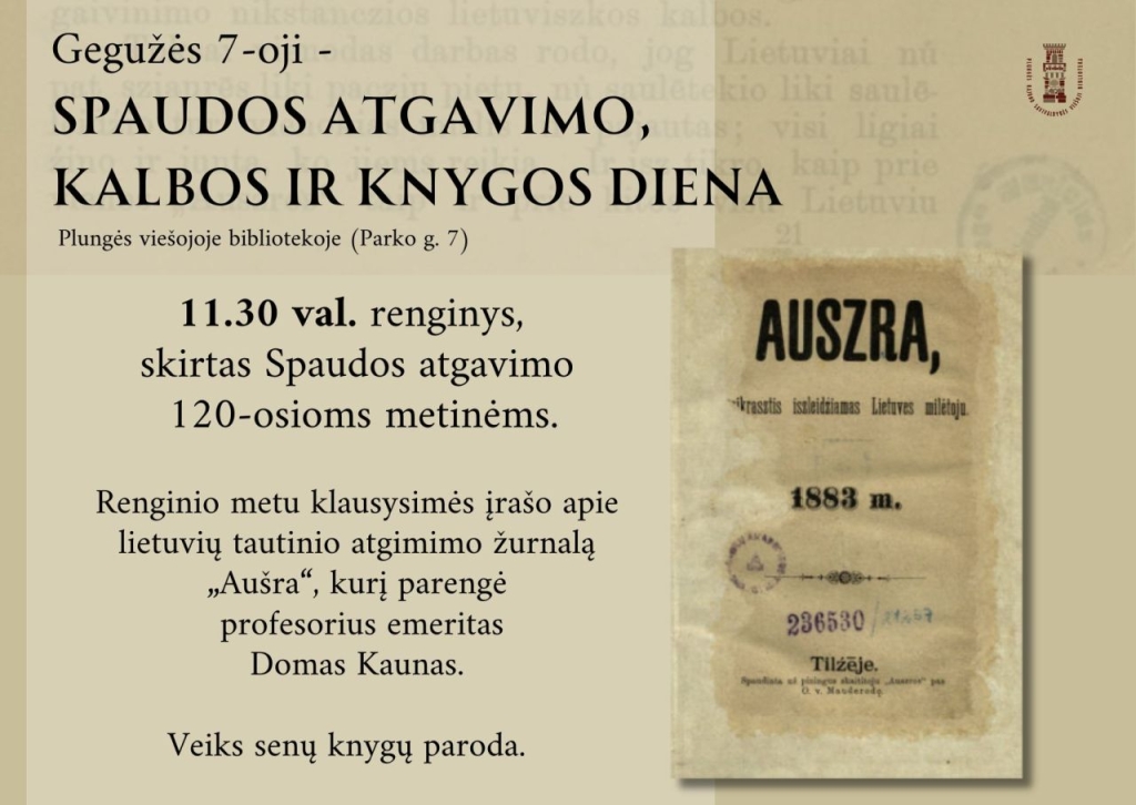spaudos atgavimo, kalbos ir knygos diena