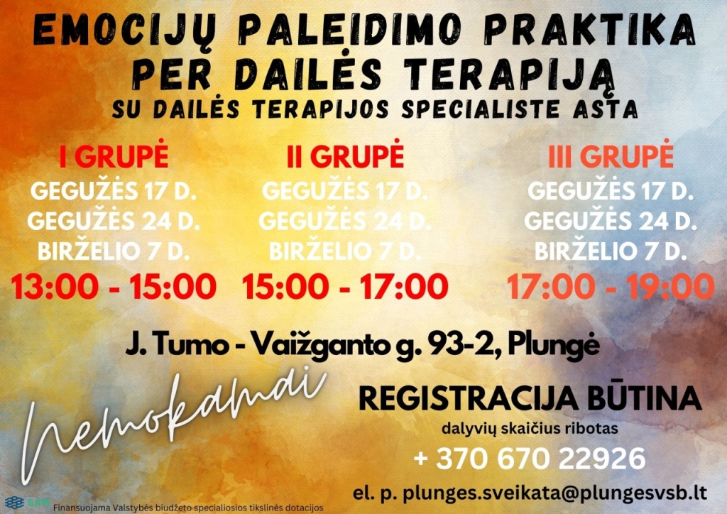 Dailės terapijos užsiėmimai