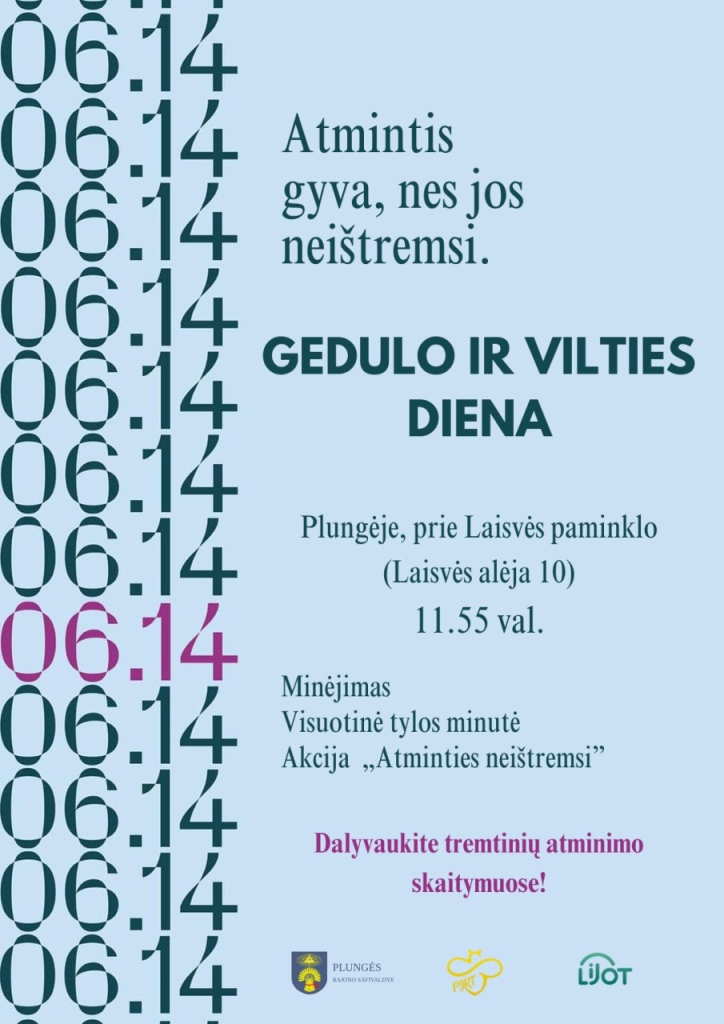 Gedulo ir vilties dienos minėjimas bei tremtinių ir politinių kalinių pavardžių skaitymo akcija „Atminties neištremsi“