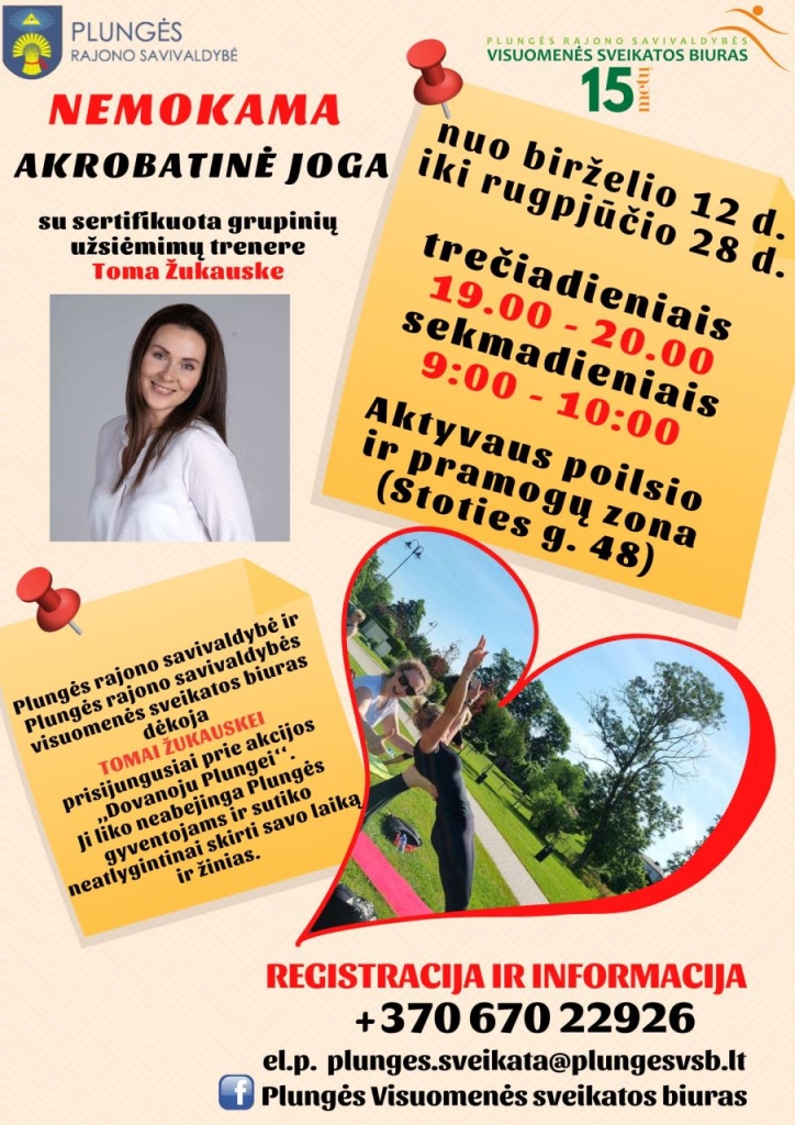 Toma Žukauskė, akrobatinės JOGOS užsiėmimai