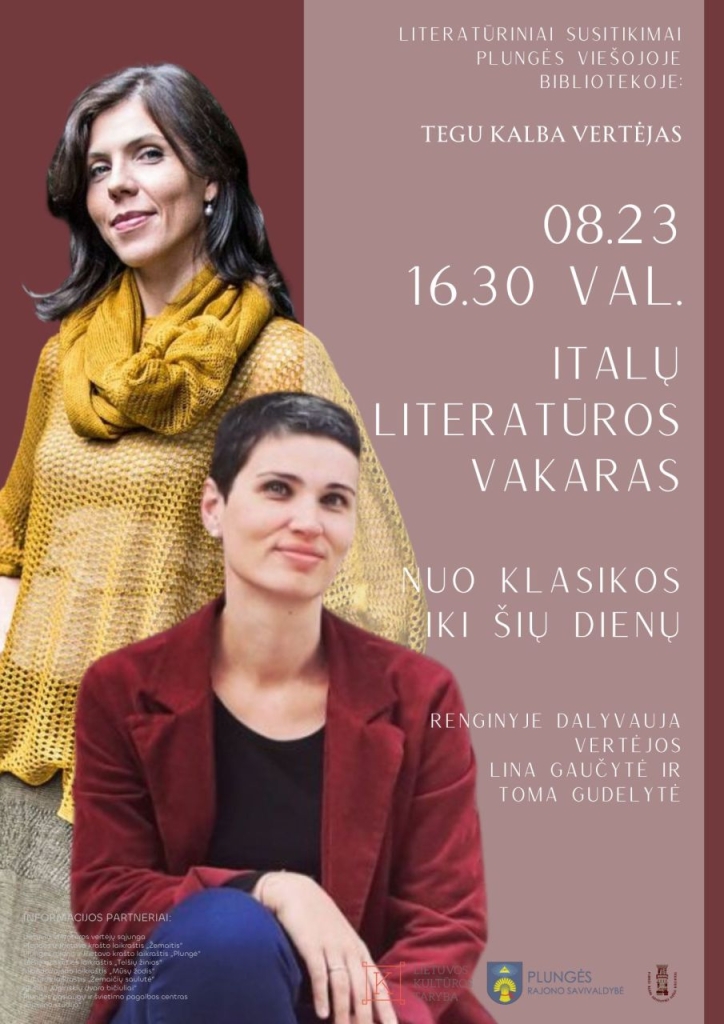 Italų literatūros vakaras su Lina gaučyte ir Toma Gudelyte