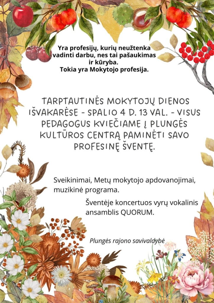 Tarptautinei mokytojų dienai paminėti, skirtas koncertas