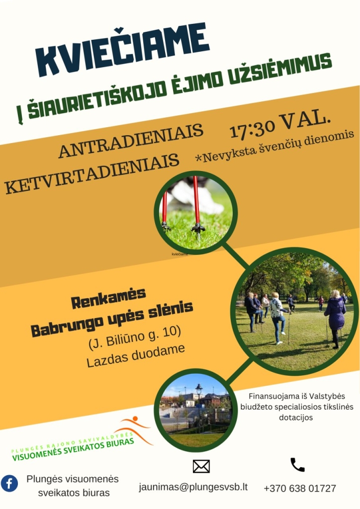 šiaurietiškojo ėjimo užsiėmimai, kvietimas