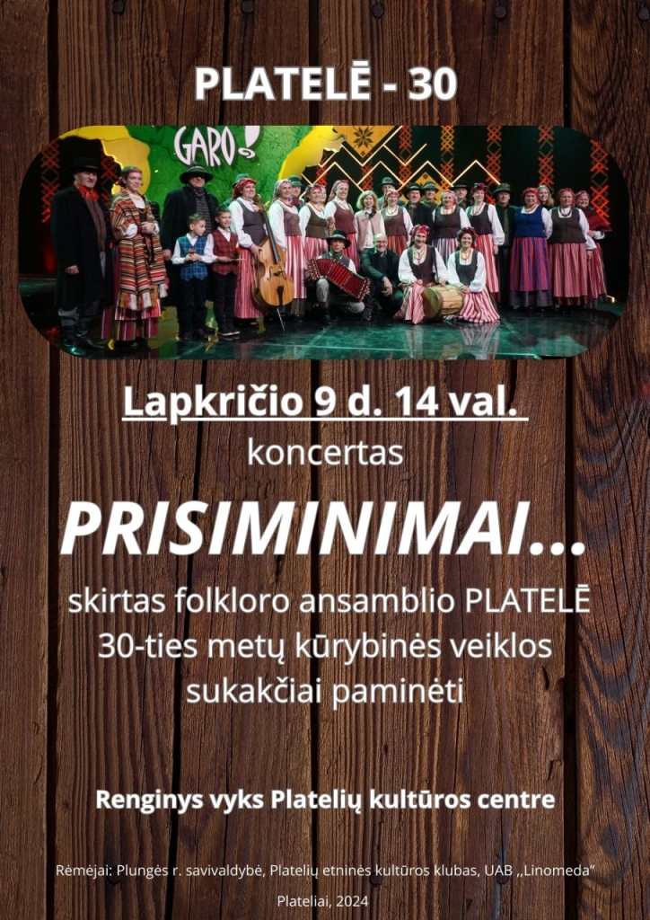 Ansambliui "Platelee" 30 metų
