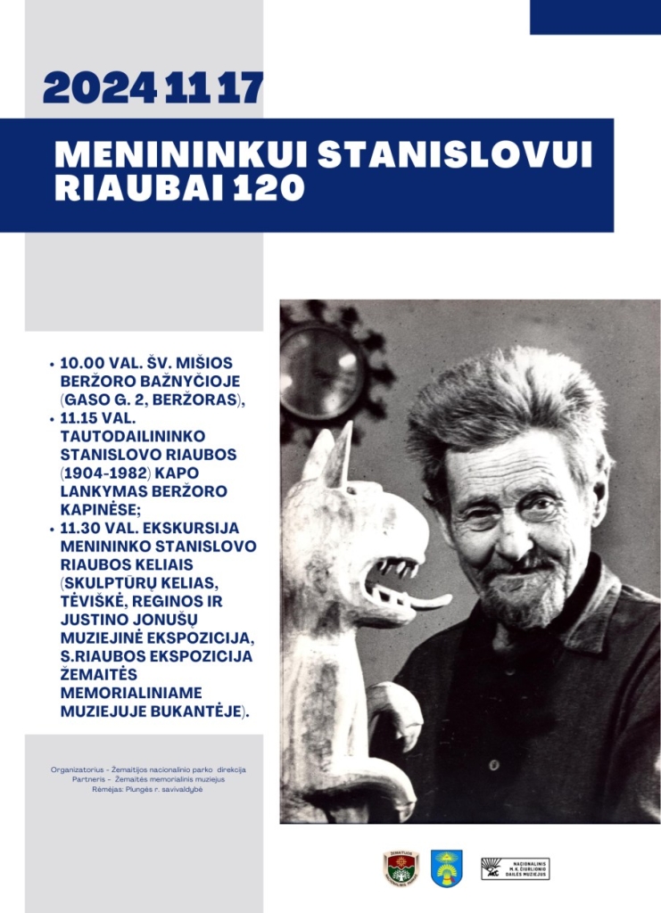 Stanislovas Riauba su savo drožta skulprūra