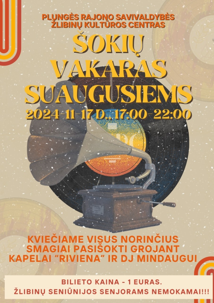 ŠOKIŲ VAKARAS SUAUGUSIEMS su kapela "Riviena". Bilieto kaina 1 eur