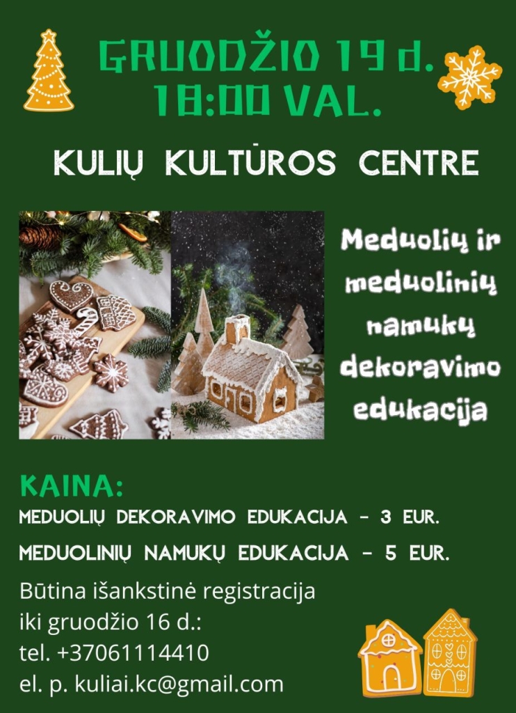 meduolių ir meduolinių namukų dekoravimo edukacija