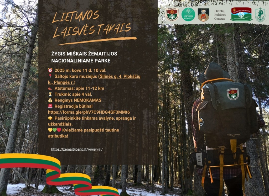 Pėsčiųjų žygis Žemaitijos nacionaliniame parke Lietuvos laisvės takais