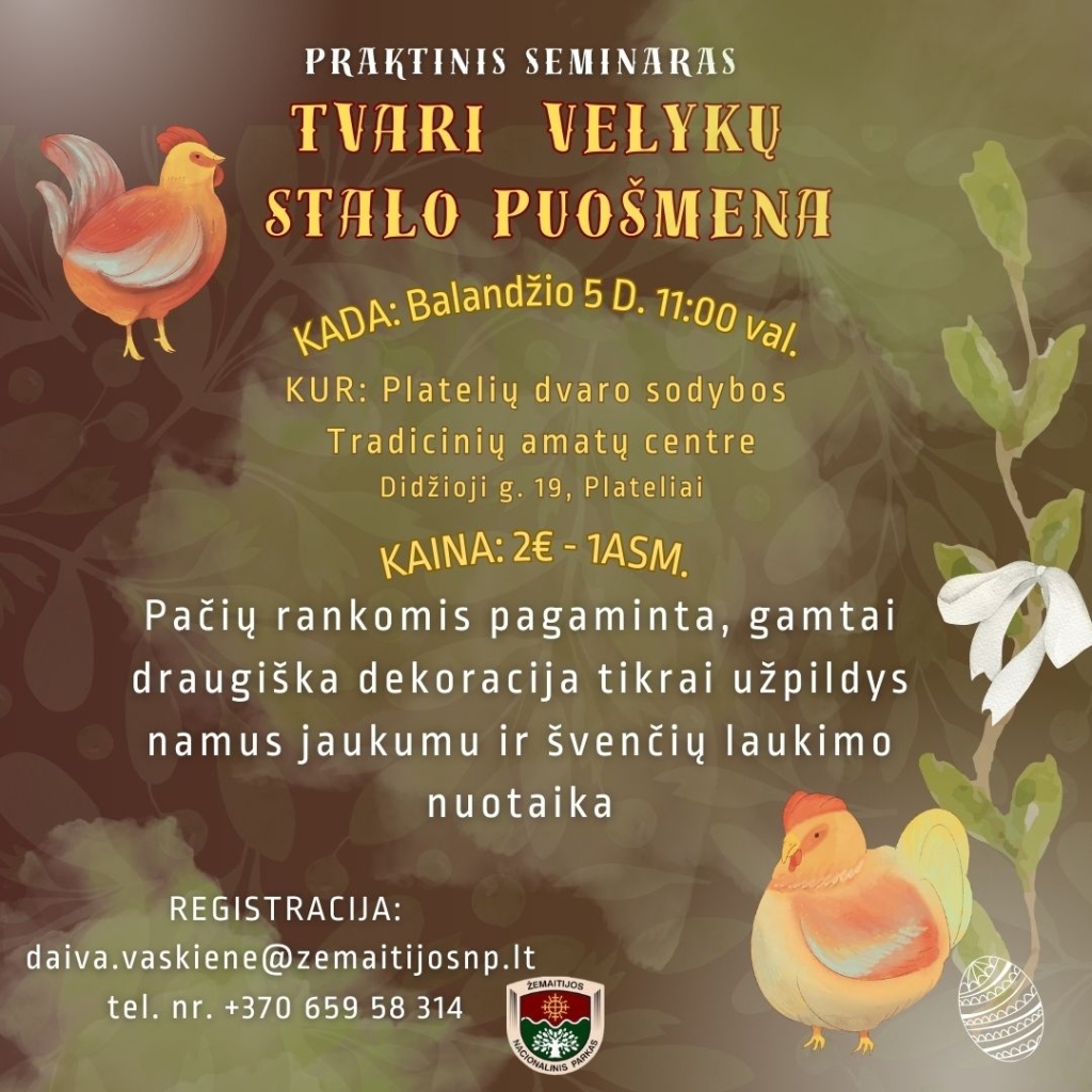 Praktinis seminaras „Tvari Velykų stalo puošmena”