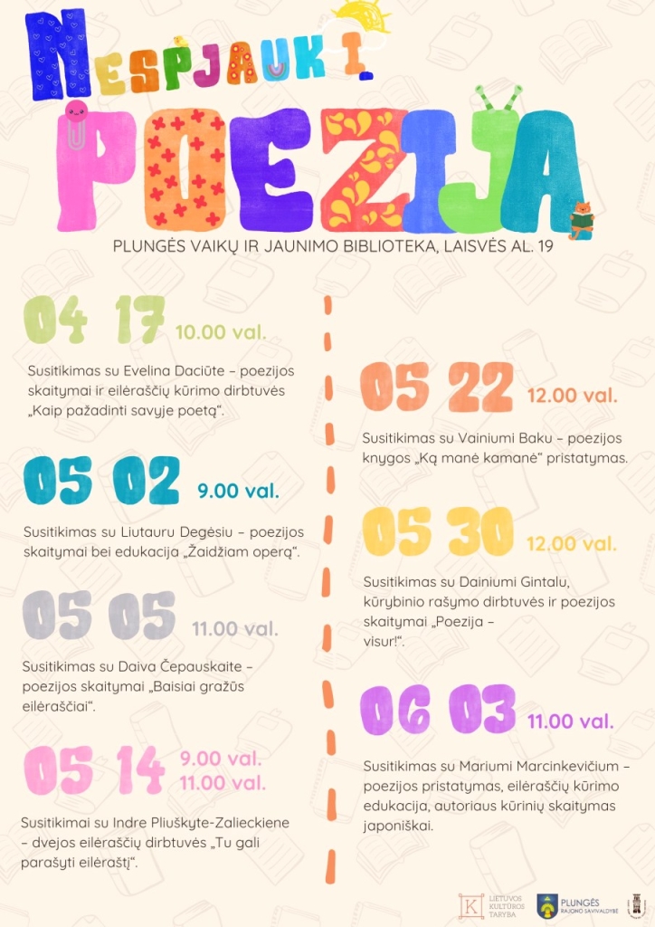 „Nespjauk į poeziją“ - renginių sąrašas