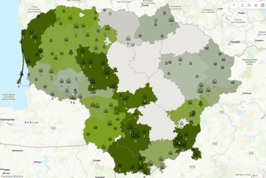 Lietuvos miškų medienos užterštumo 137Cs žemėlapis – 2017–2024 metų tyrimai