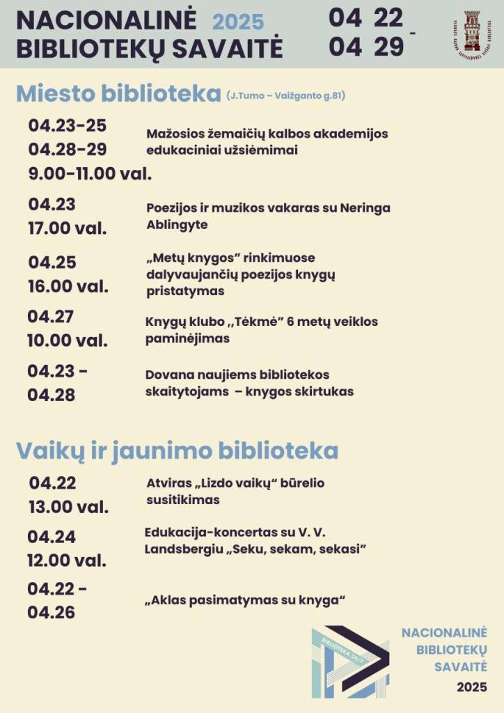 Nacionalinė Lietuvos bibliotekų savaitė, renginiai Plungėje