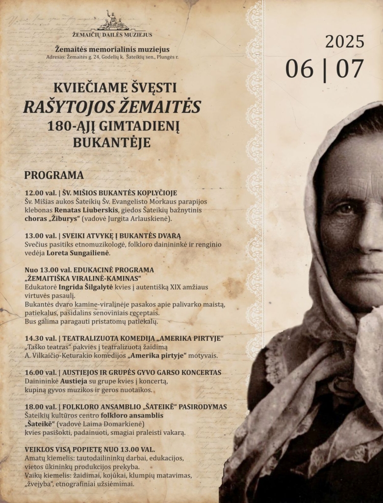 Žemaitės 180-ųjų gimimo metinių minėjimas Bukantėje