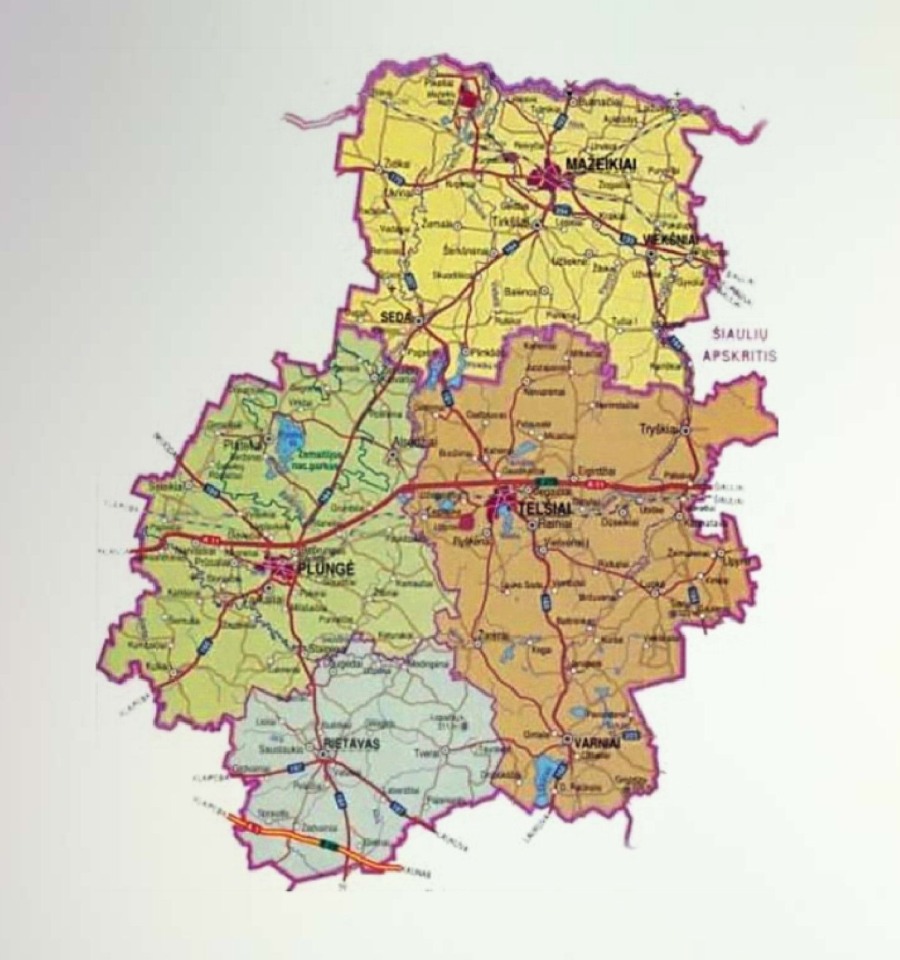Teritorijos, kurioje įgyvendinama Telšių regiono funkcinės zonos strategija, žemėlapis