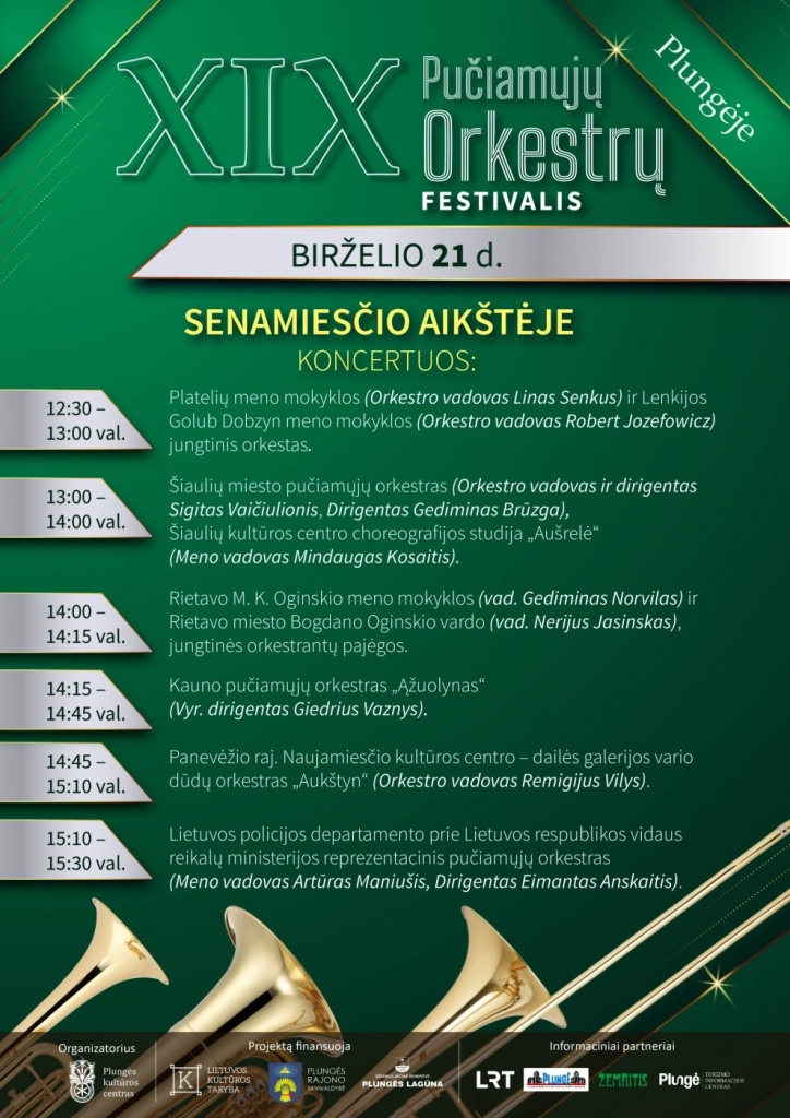 XIX-ojo pučiamųjų orkestrų festivalio dalyvių koncertai Senamiesčio aikštėje