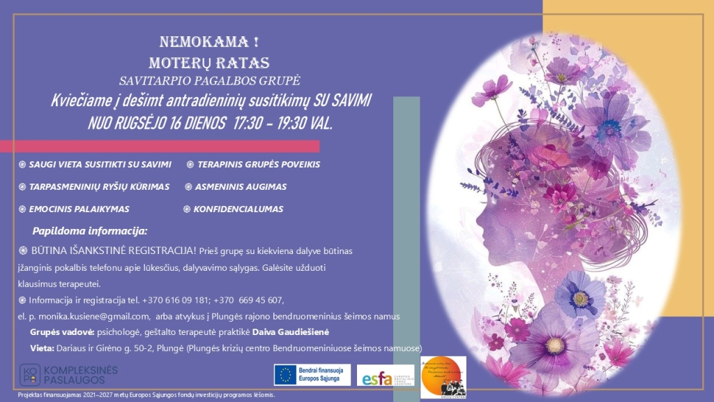 Savitarpio pagalbos grupė moterims "Moterų ratas", nuo 2025-08-16