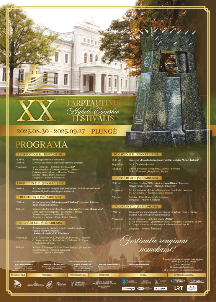 XX Tarptautinis Mykolo Oginskio festivalis . Programa