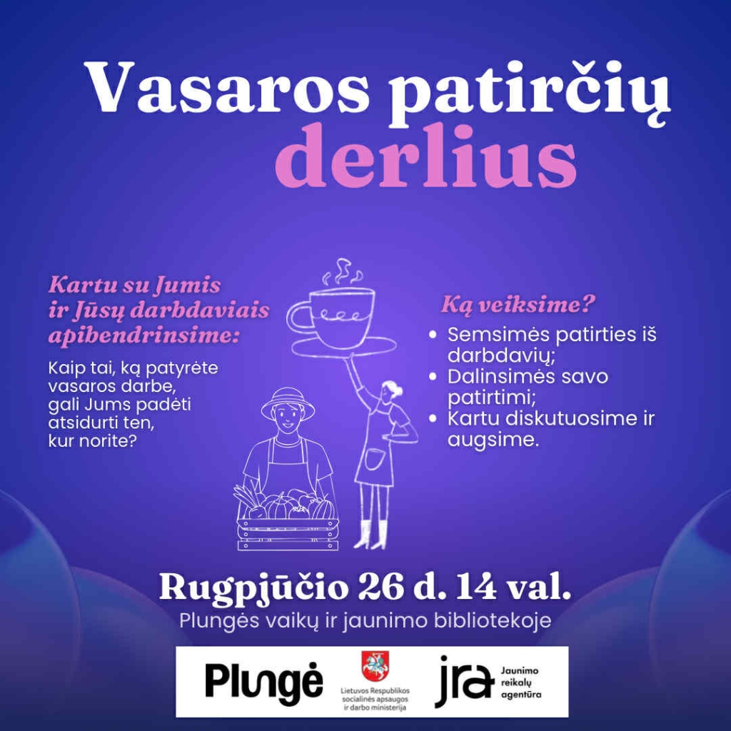Kvietimas į susitikimą 2025-08-26 jaunuoliams ir darbdaviams