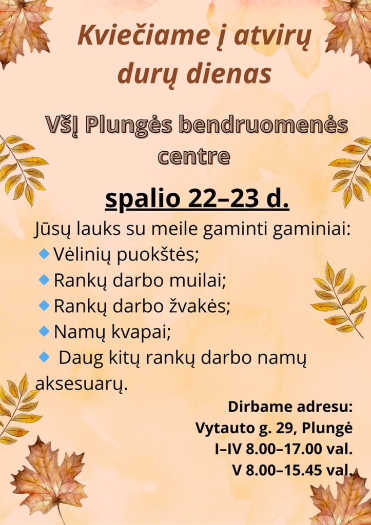 Plungės bendruomenės centras kviečia įsigyti globotinių sukurtų dovanėlių
