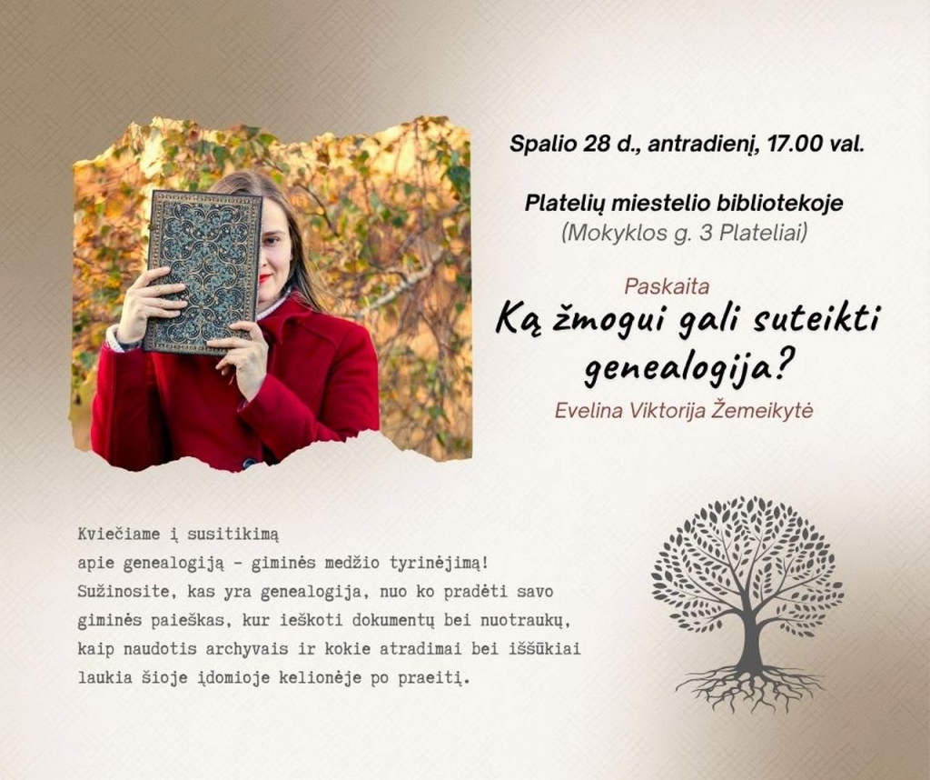 Paskaita su genealogijos tyrinėtoja Evelina Viktorija Žemeikyte