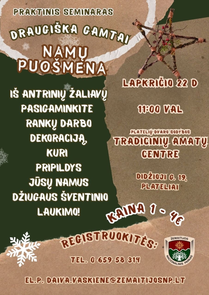 Praktinis seminaras „Draugiška gamtai namų puošmena”